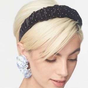 NEW LELE SADOUGHI RUDGE JET BLACK VELVET KELLY JUST GOLD DOTS HEADBAND